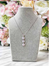 Small Daisy Pink Opal Crystal 3-Drop Necklace